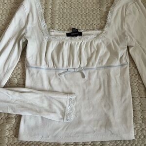 Forever 21 Cream Lace Trim Top